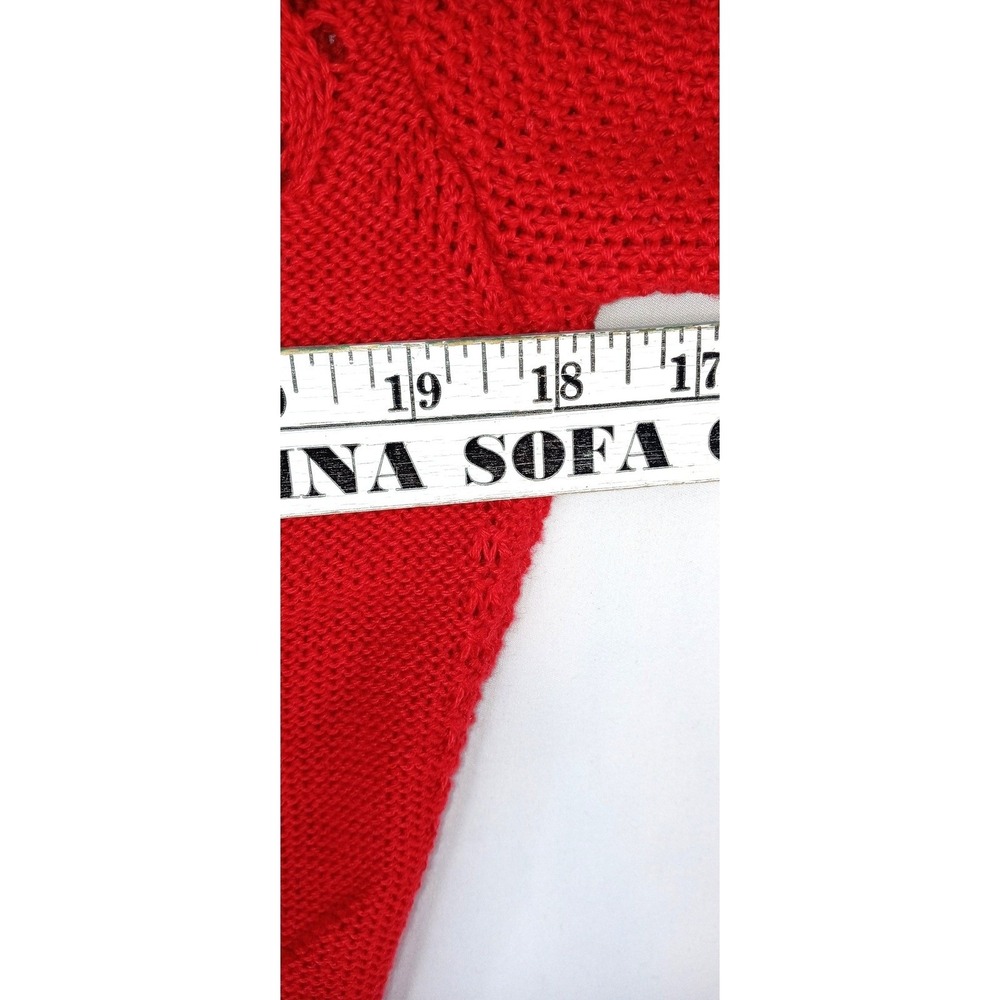 Vintage Barry & Me Red Knit Cropped Short Sleeve Sweater Women USA Made - Picture 6 of 11